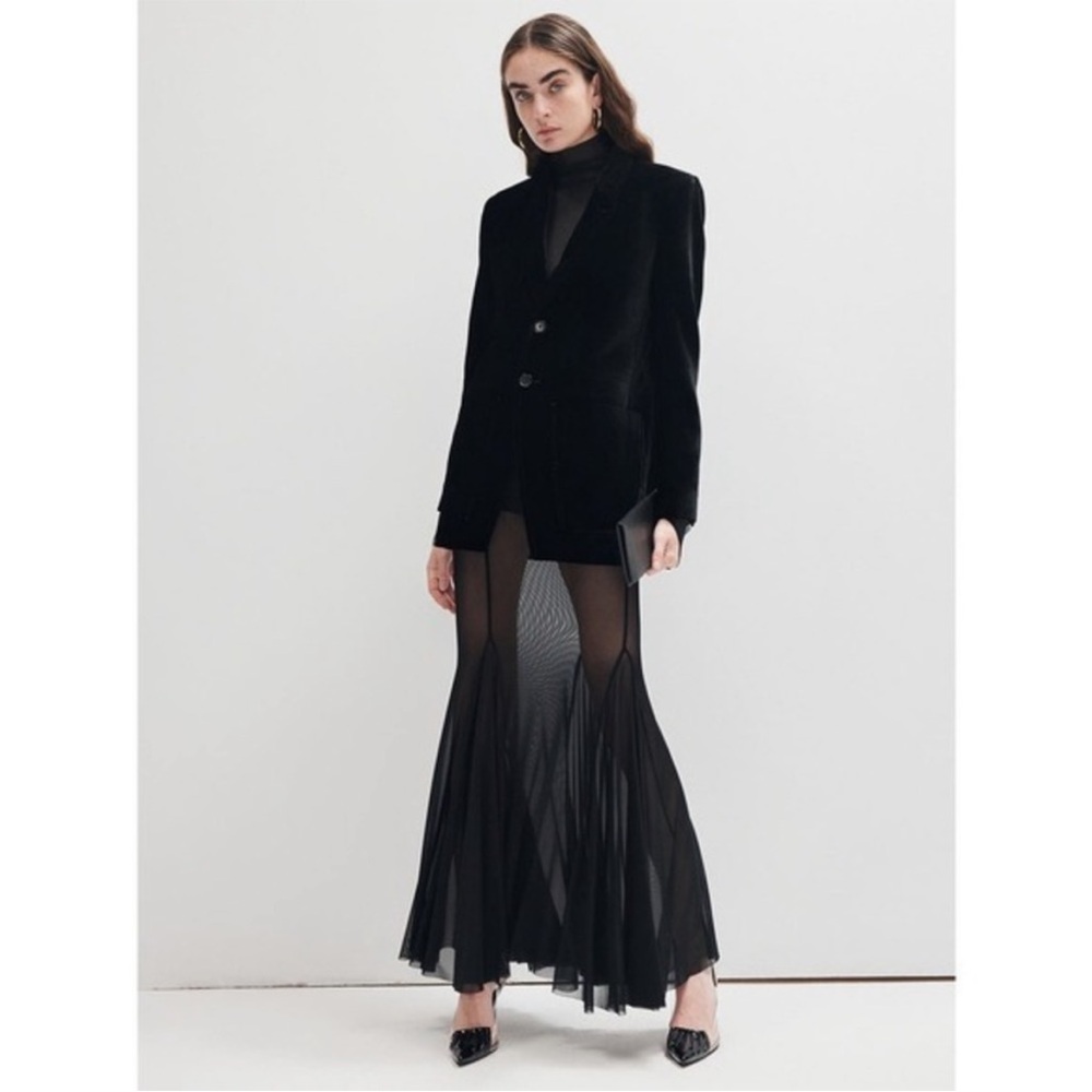 Commense Black Sheer Maxi Skirt